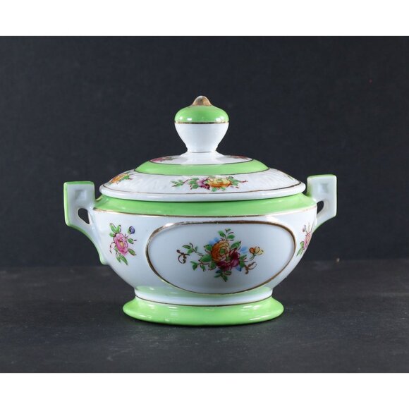 Very Unique Sugar Bowl Made in Japan 24k Gold Trim Rose Pattern 1950s GC - Picture 5 of 13